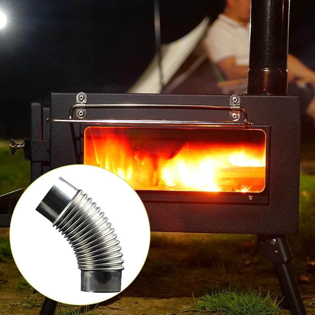 60mm Steel 45 Degree Elbow Chimney Pipe Stainless Steel Multi Flue Stove Pipe Outdoor Camping Chimney Liner Heater Exhaust Pipe
