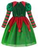 ReliBeauty Santa Dress for Christmas Elf Hat and Socks Size 120 Girls, Costume, Cosplay, Set, Red/Green,