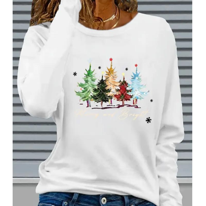 2025 Autumn & Winter Women's New Casual Crew Neck Long Sleeve Top 3D Christmas Pattern