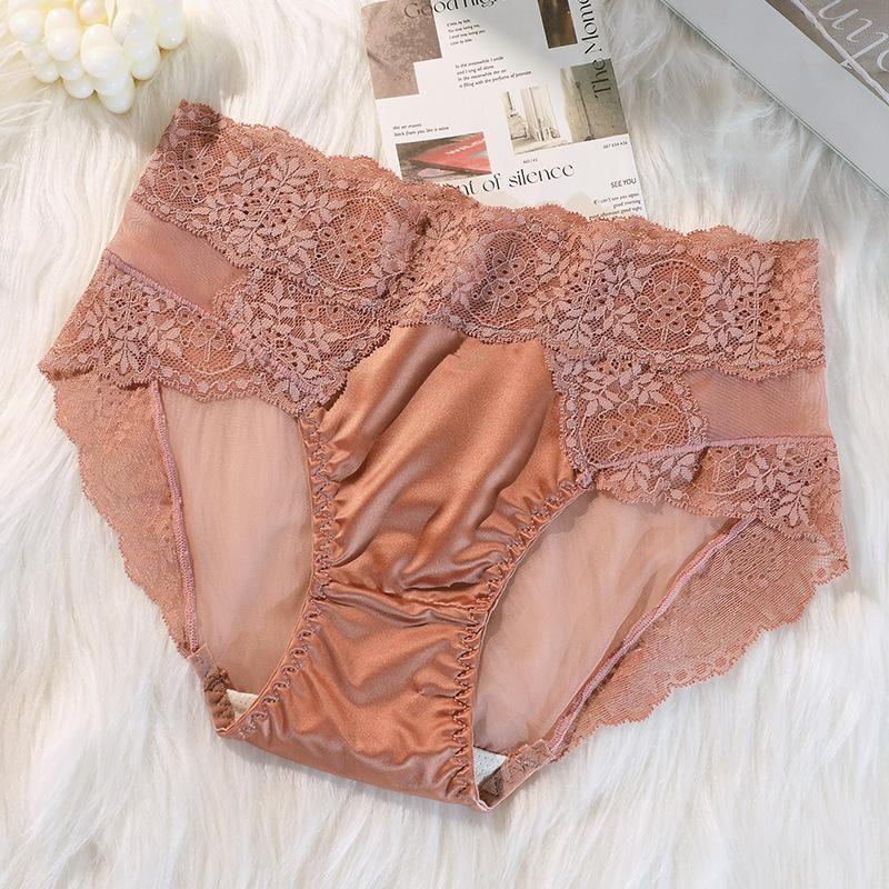 

Женское атласное кружевное нижнее белье в стиле пэчворк, удобные трусики, женские трусы со средней посадкой, однотонные трусы, женское нижнее белье XL