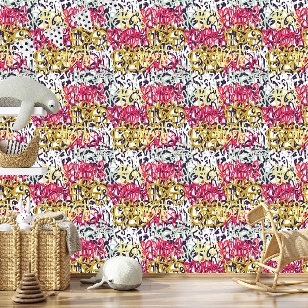 Graffiti wallpaper in various colors for living room and bedroom 50x1000