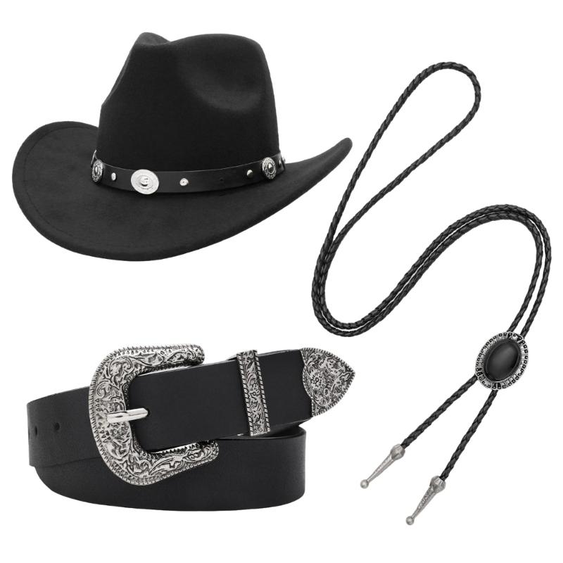 Western Cowgirl Costume for Adults Cowgirl Hats Buckles Belt Necklace Halloween Fancy Dress Accessories Western Outfits