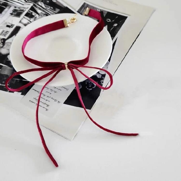 Y2K Bowknot Pendant Choker Jewelry Adjustable Chain Choker Velevet Rope Necklace
