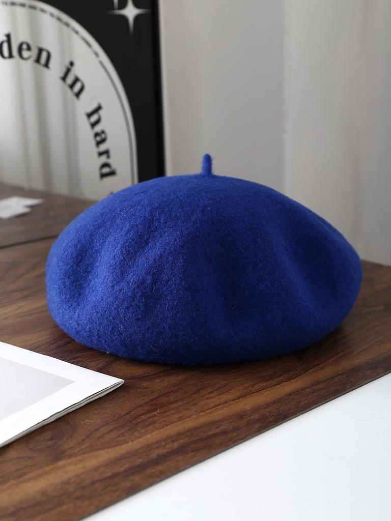 100% Australian Wool Plain Beret Cap French Minimalist British Pumpkin Hat Warm Winter Wool Painter Cap