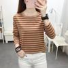 Fashion Women Stripe Top Stylish Long Sleeve Tops Round Collar Pullover Tops T-shirt Lady