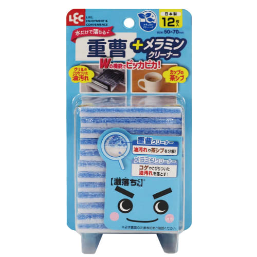 [Gekiochikun] LEC Baking Soda Plus Melamine Cleaner, 12 Sheets / Removes Dirt with Just Water / Made In Japan