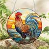 Rooster Sunrise Stained Window Hanging Indoor Outdoor Stained Suncatchers for Window Acrylic Panels Kitchen Bedroom Garden Wall Art Decoration Gifts