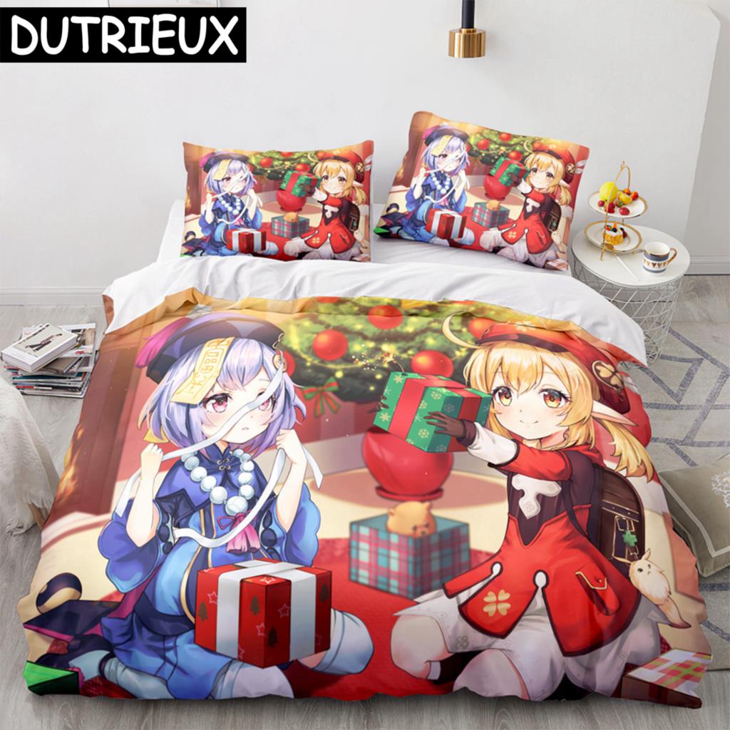 Genshin Impact 3D Anime Pościel Wygodna Poszewka na Kołdrę Rozmiar Jednoosobowy Pełny Queen King Poszewka na Poduszkę Do Poszewki na Kołdrę Poszewka na Kołdrę