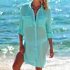 Hot Style Crinkle Fabric Beach Cover-Up Shirt for Sun Protection & Bikini Cover-Up
