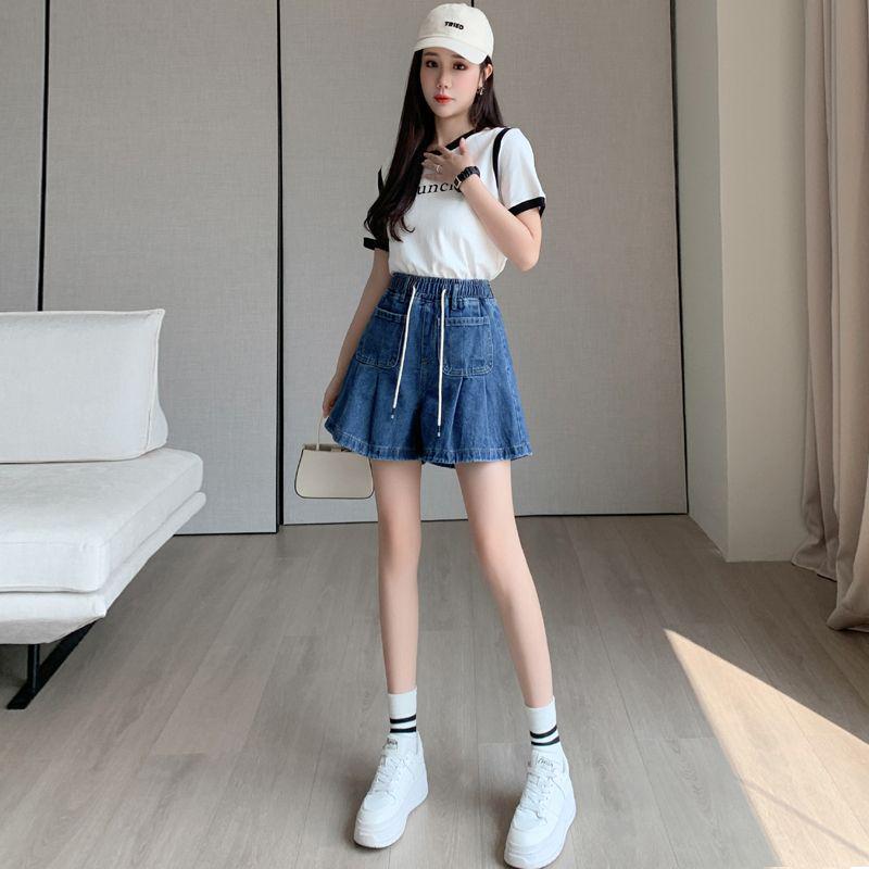 High Waist Ruffle Denim Skort - Plus Size Women's Summer Shorts (80-200 Jin)