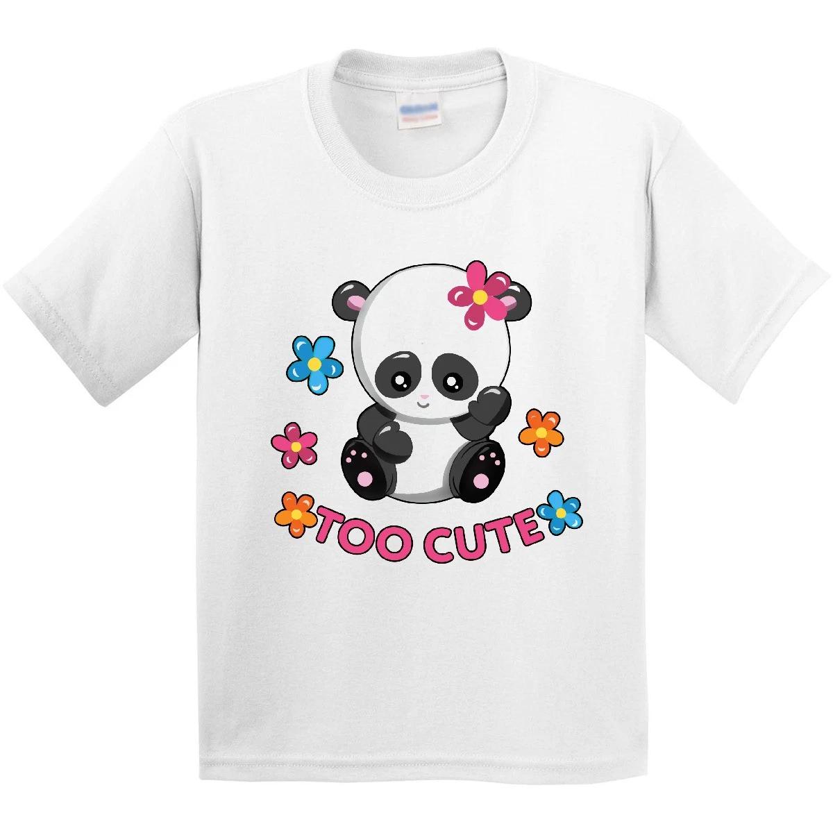 

Inktastic Too Cute Baby Panda With Flowers Youth kids boys T-Shirt Animals Pink Girl New 130