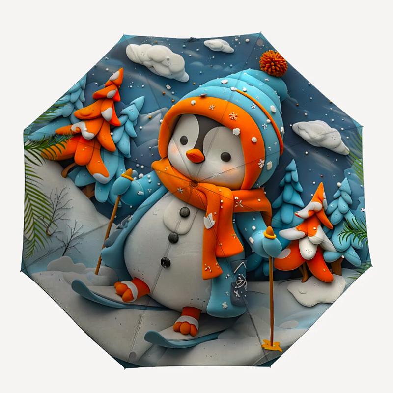 

1PC Penguin Skiing Automatic Open/close, All-Season Portable Folding Umbrella for Women & Men yy250919137