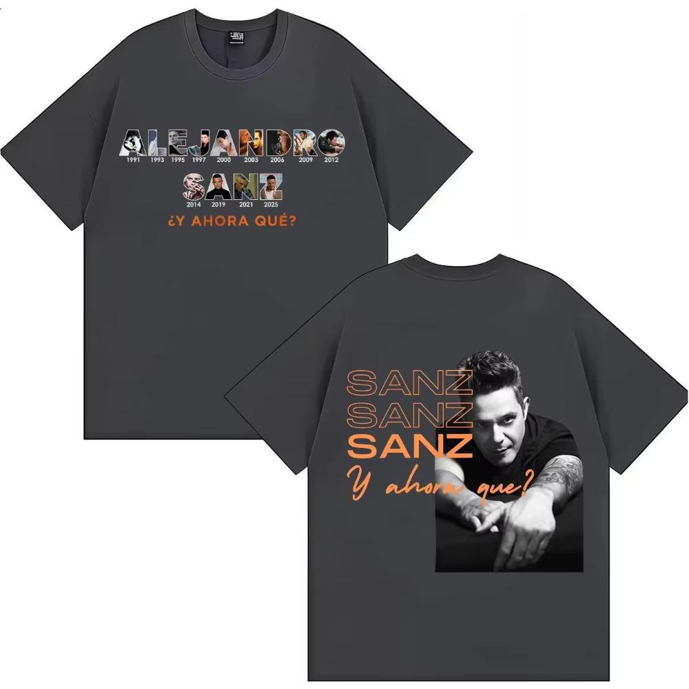 Sänger Alejandro Sanz Popmusik T-Shirt Mode Luxus Lässig Popmusik Hip Hop Kurzarm Oberteil Herren Damen Streetwear