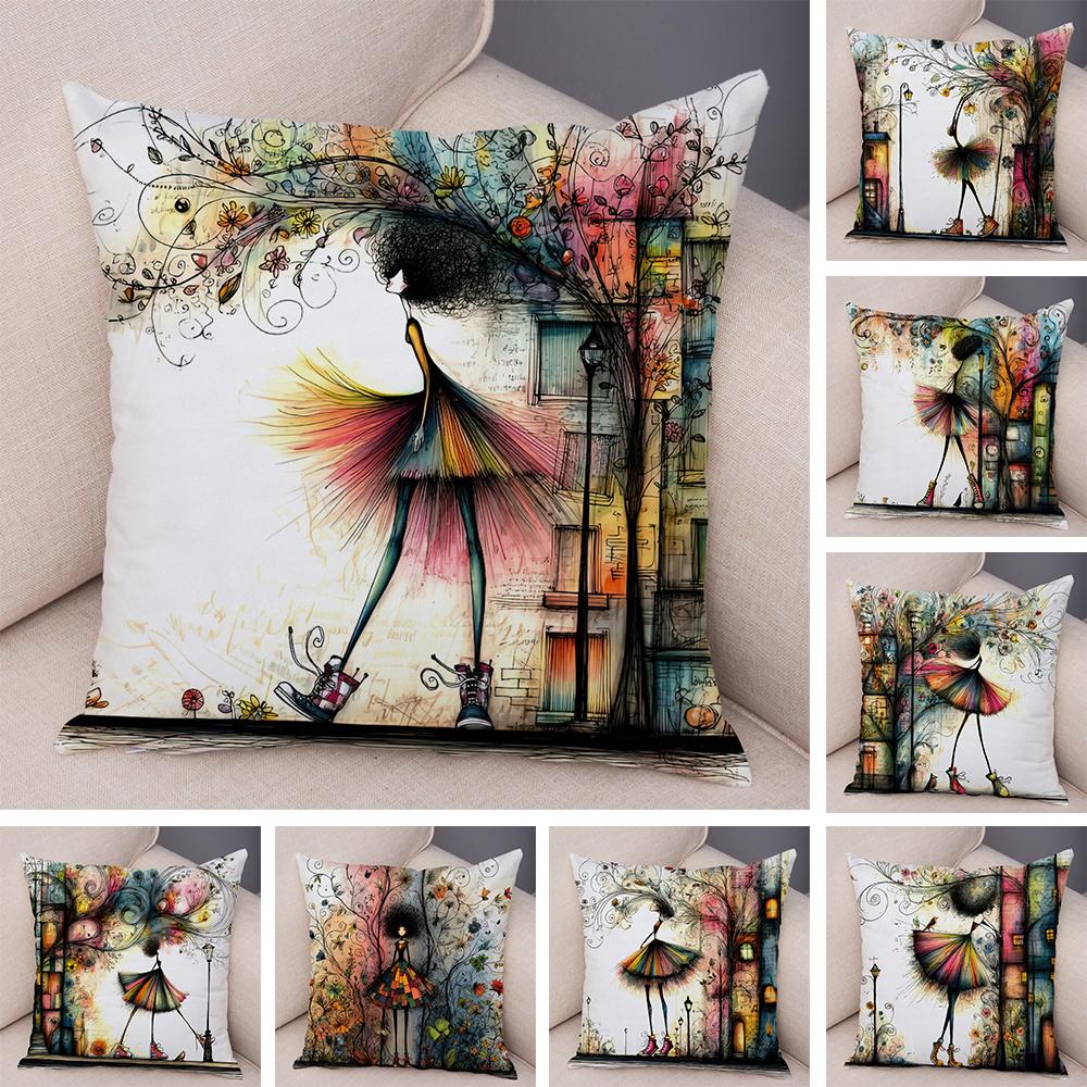 Nordic Style Geometric Women Cushion Cover Decor Cartoon Children Soft Plush Pillow Case 45X45Cm Pillowcase For Sofa Home Car