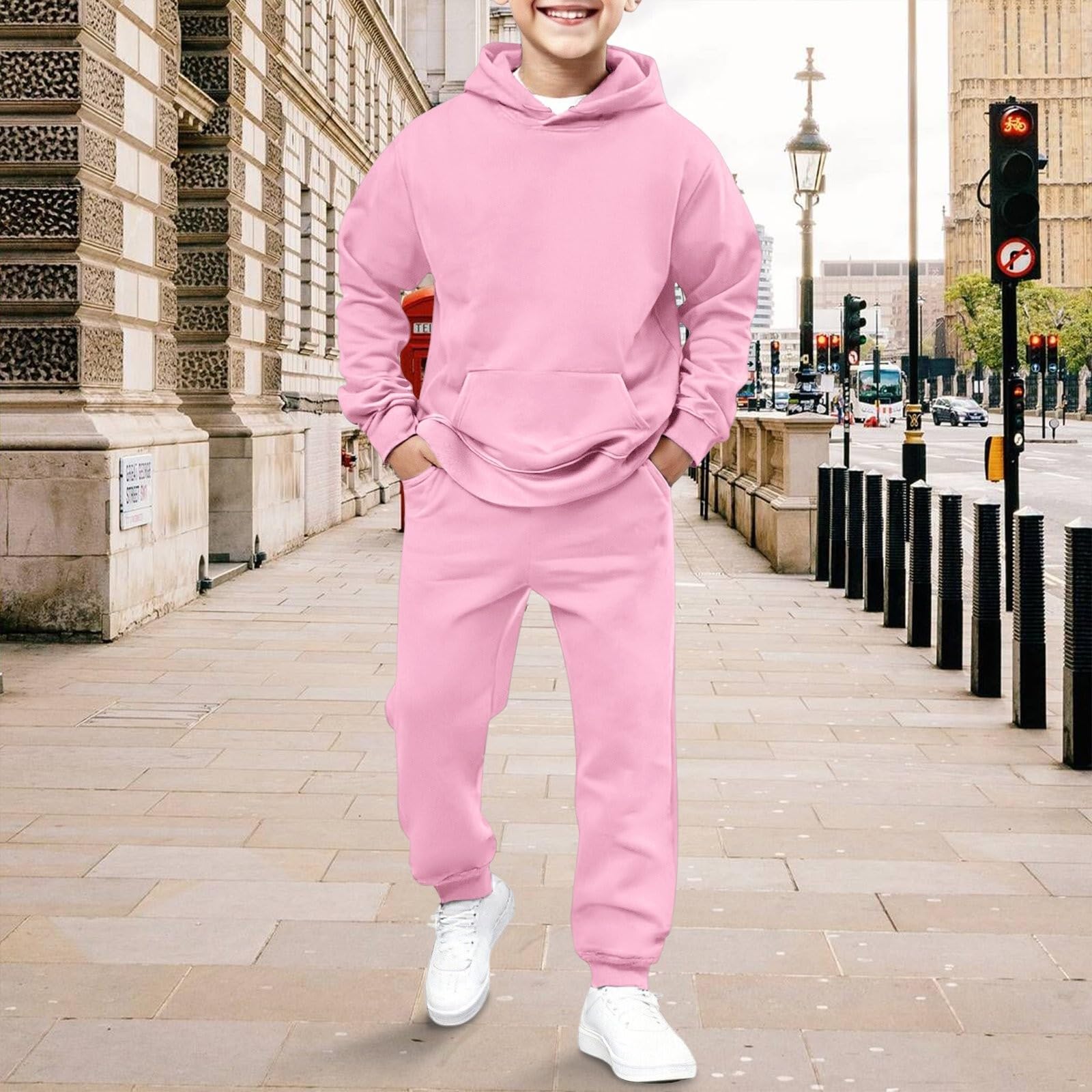 

Дитячі комплекти одягу Зимова худі Теплий затишний одяг Комплекти з двох предметів Для дітей Спортивний костюм Повсякденний костюм Зручний 110 рожевий