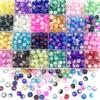 Perles en Verre Rondes Colorées Craquelées 4mm 6mm 8mm Perles Espacement Libres pour la Fabrication de Bijoux Bracelets Faits Main DIY Accessoires