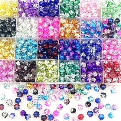 4mm 6mm 8mm Runde Farbglas Rissglas Perlen Lose Abstandshalter Perlen für Schmuckherstellung DIY Handgemachte Armbänder Zubehör