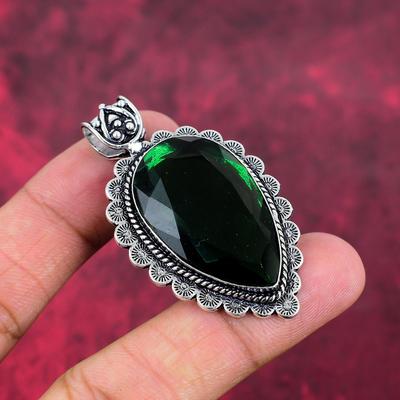 Chrome Diopside Handmade Gemstone Pendant, 925 Solid Sterling Silver Pendant, Unique Design Jewelry Pendant