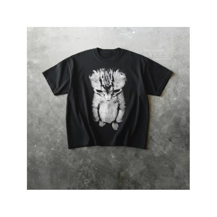 Sad Kitten Meme Standing Cat T-Shirt S чёрный