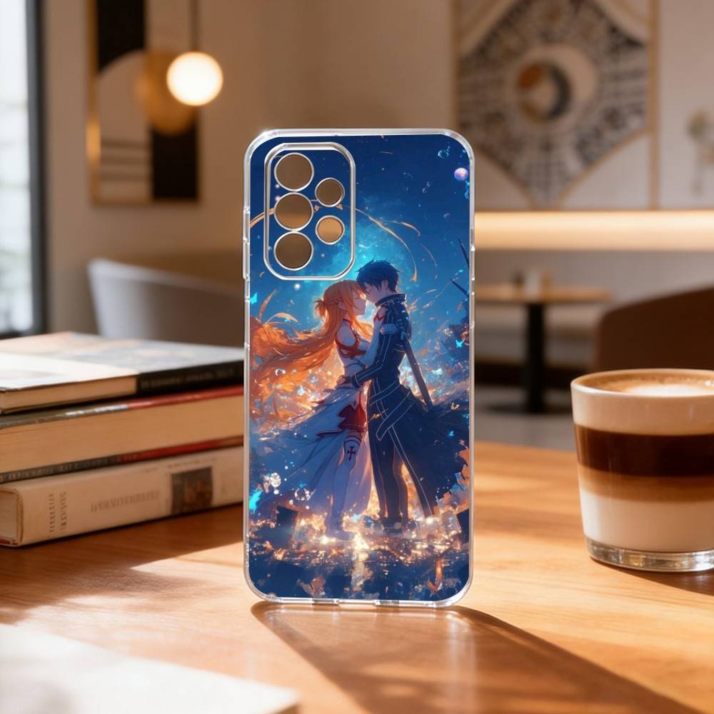 Kirito & Asuna Anime Phone Case For Samsung S25,S24,S21,S22,S23,S30,Ultra,S20,Plus,Fe Transparent Cover