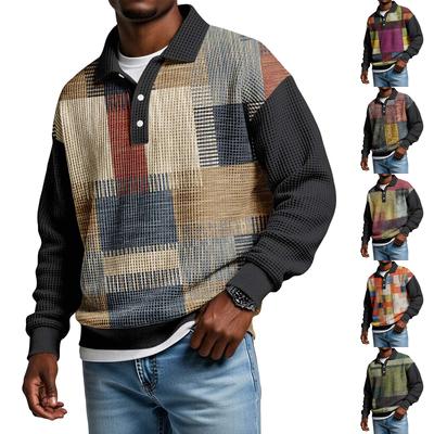 Herren Lässiges Locker sitzendes Oberteil Button-Down-Kragen Lange Ärmel