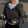 Women's Loose Fit Zip-Up Hooded Sweatshirt - Solid Color, Autumn/Winter 2025 Collection, Available in 6 Colors.