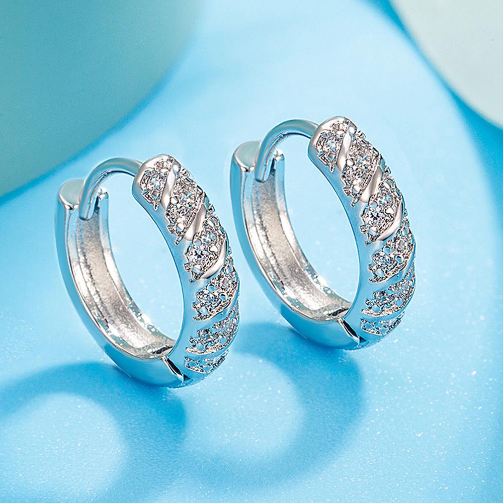 925 Silver Earrings Twisted Diamond Earrings Women's Fashionable Simple Birthday Party Wedding Anniversary Jewelry Gift