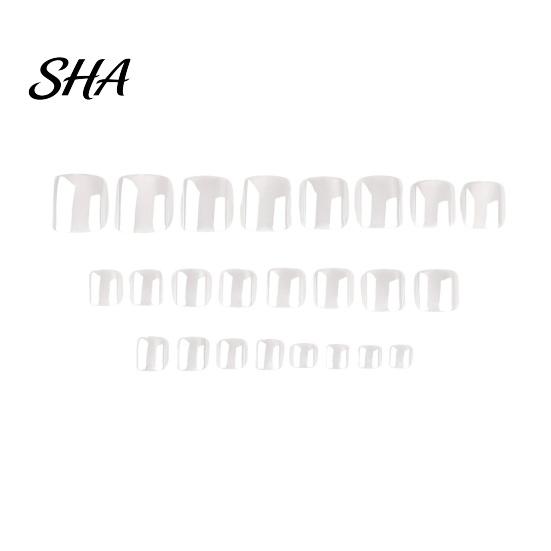 Long-lasting Fake Toenails 24Pcs Pearlescent White Press on Toenails, Short Square Stick-on Nails Reusable On for Women, Removable Glossy Glue 24PCS