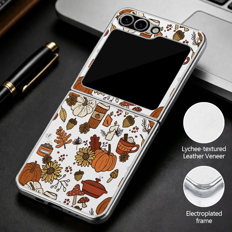 Christmas Ghost Halloween Case For Samsung Z Flip 8 7 FE 6 5 4 Luxury Plating Leather Skin Phone Cover For Galaxy Z Flip8 Flip7 Flip6 Flip5