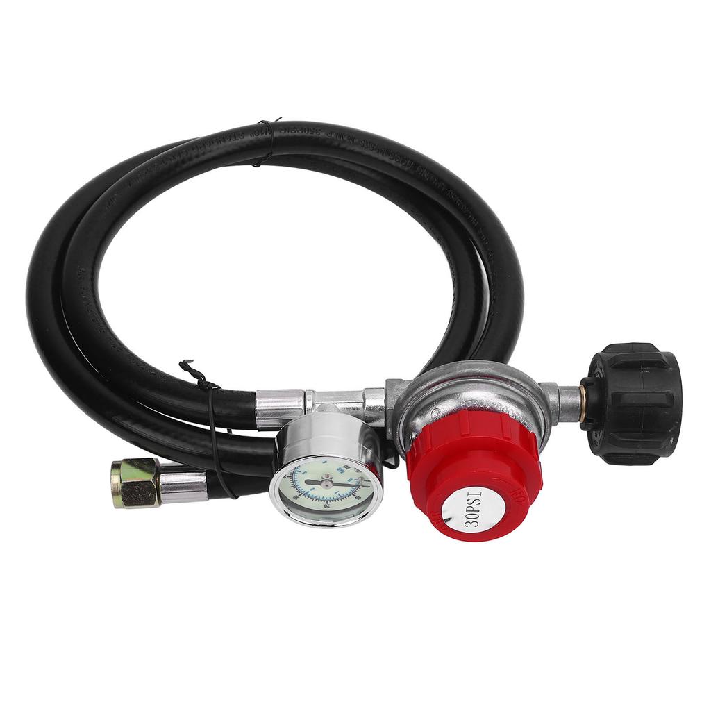 5FT High Pressure Gas Regulator 0 to 30 PSI Adjustable with Gauge for RV Van Trailer Gas Tank Adapter