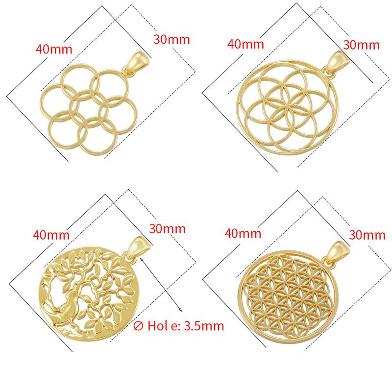 ZHUKOU Copper gold plated Tree of Life Melkaba pendant minimalist unisex vintage accessory:VD1509-VD1512