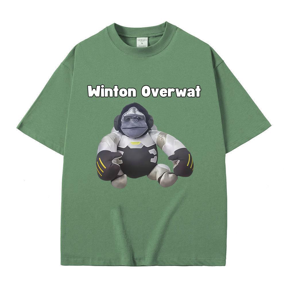 Winton Overwat Monkey Funny Meme Tshirt Men Women Fashion Oversized Short Sleeve T Shirts Male Casual Vintage Cotton Tshirts