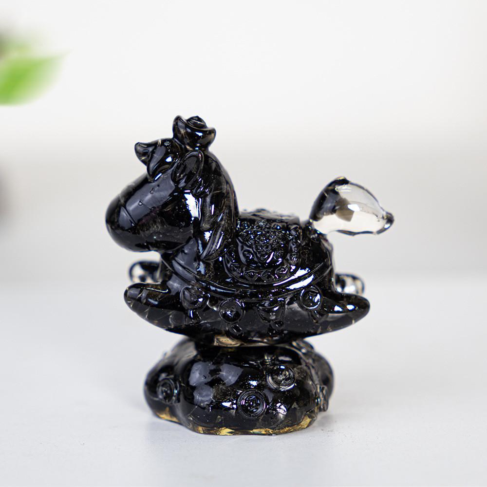 Resin Crystal Horses Desk Decor With Rotatable Animal Figurine For Gift Giving And Home Office