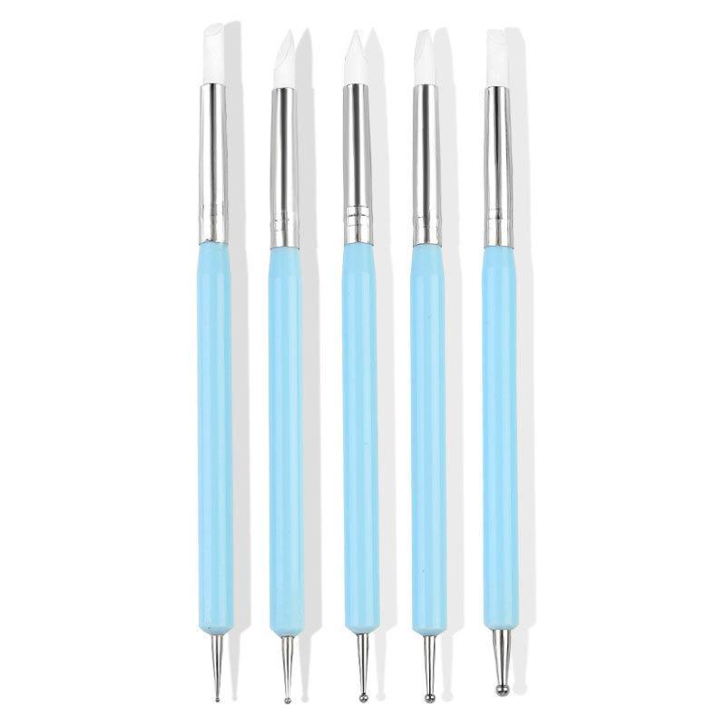 5Pcs Double Head Silicone Carving Pen DIY Ceramic Tool Clay Soft Clay Plastic Knife Carving Pen Nail Tool Drilling Pen Set