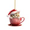 Charming Cartoon Cat Christmas Tree Ornament In Colorful Acrylic For Car Decoration