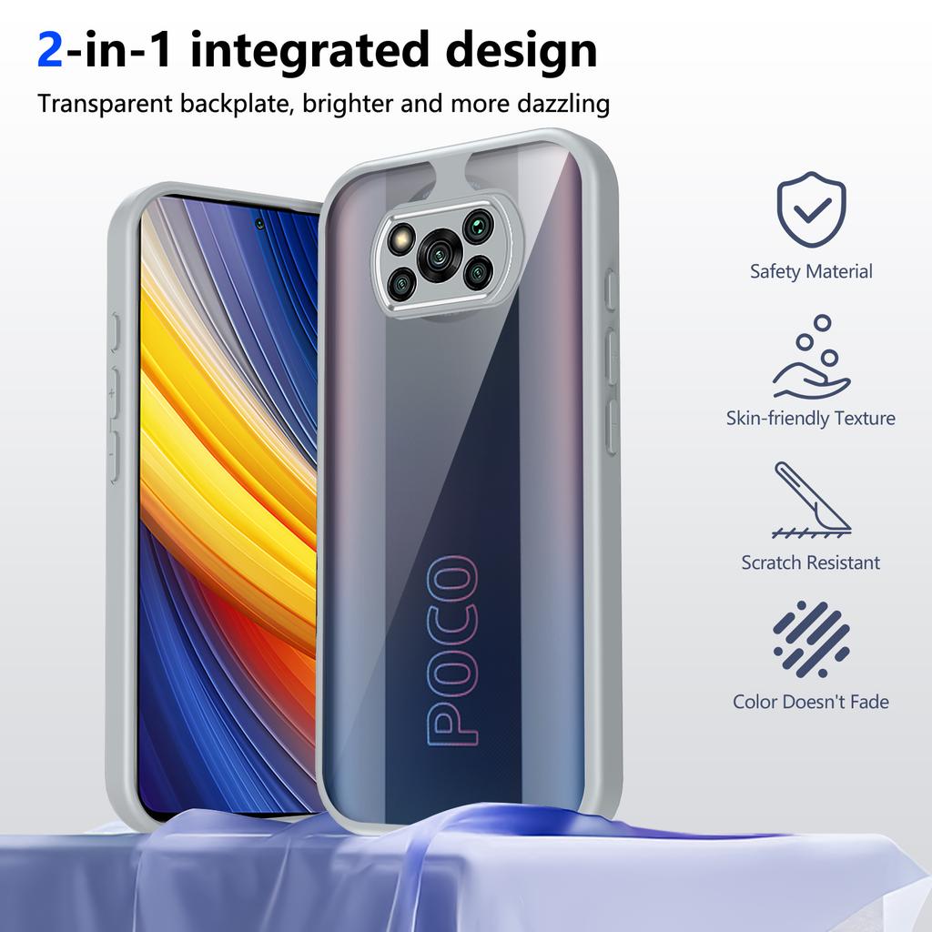Custodia per Xiaomi Poco X3 Pro con Cuscinetti d'Aria in Silicone TPU Bumper Cover Posteriore Trasparente Opaca Custodia Rigida per Telefono per Xiaomi Poco X3 NFC X3Pro