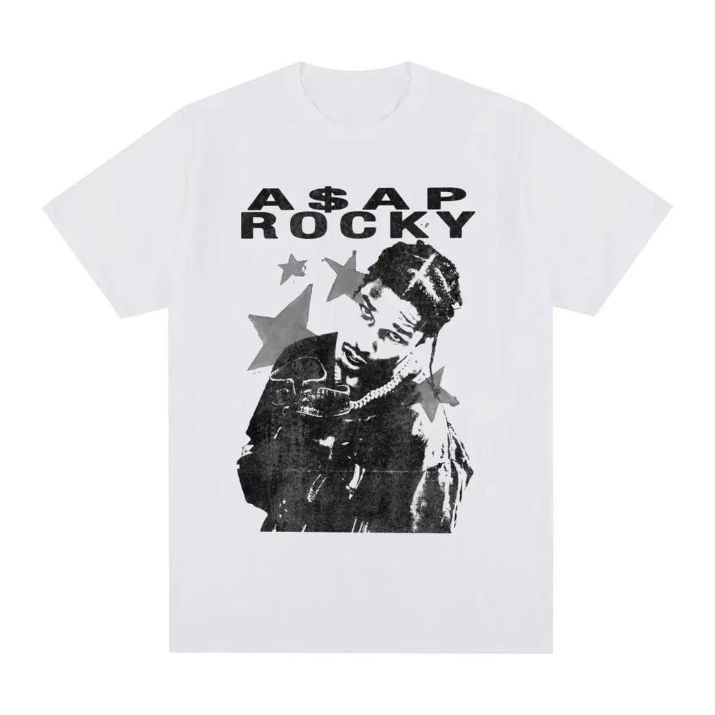 HIP HOP High Street Gothic Tees AAP Portrait Casual Harajuku Tops ASAP ROCKY Shortsleeved Tshirt Unisex