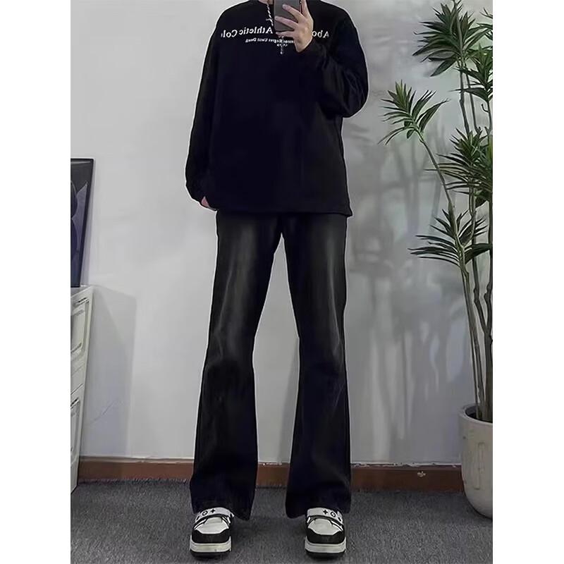 MON-LIST Herren MLK75 Schwarz-Grau Retro Schlaghosen