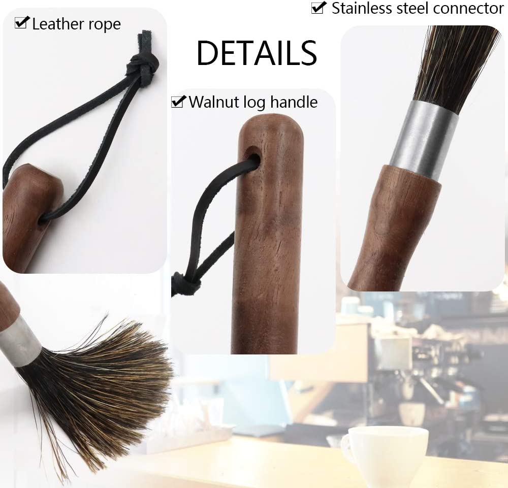 YWDL Natural Bristle Coffee Machine Cleaning Brush Black Walnut Wood Coffee Grinder Brush Kitchen Espresso Maker Cleaner Tool