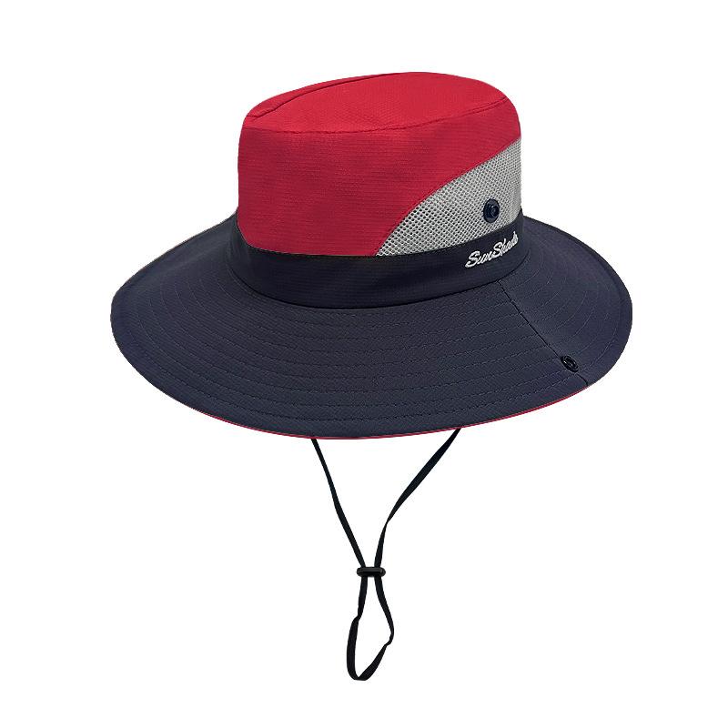 

Вуличний чоловічий та жіночий капелюх-відро для відпустки, літній капелюх з великими полями та козирком, для кемпінгу, альпінізму, з захистом обличчя, з отвором для хвостика, сонцезахисний капелюх M（56-58cm）