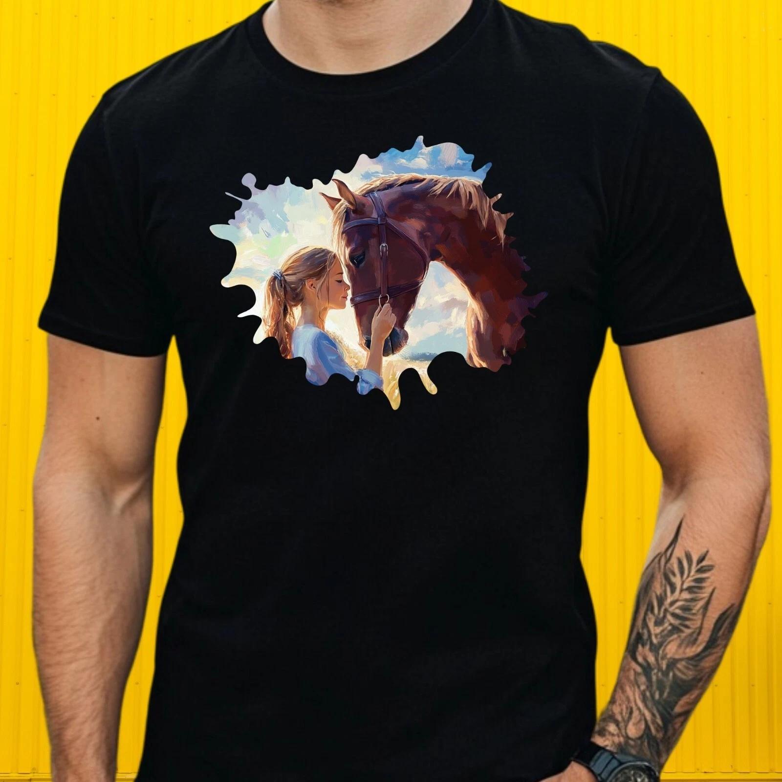 T-Shirt Herren Mädchen mit Pferd Motiv Baumwolle Größe S bis 5XL XXXL
