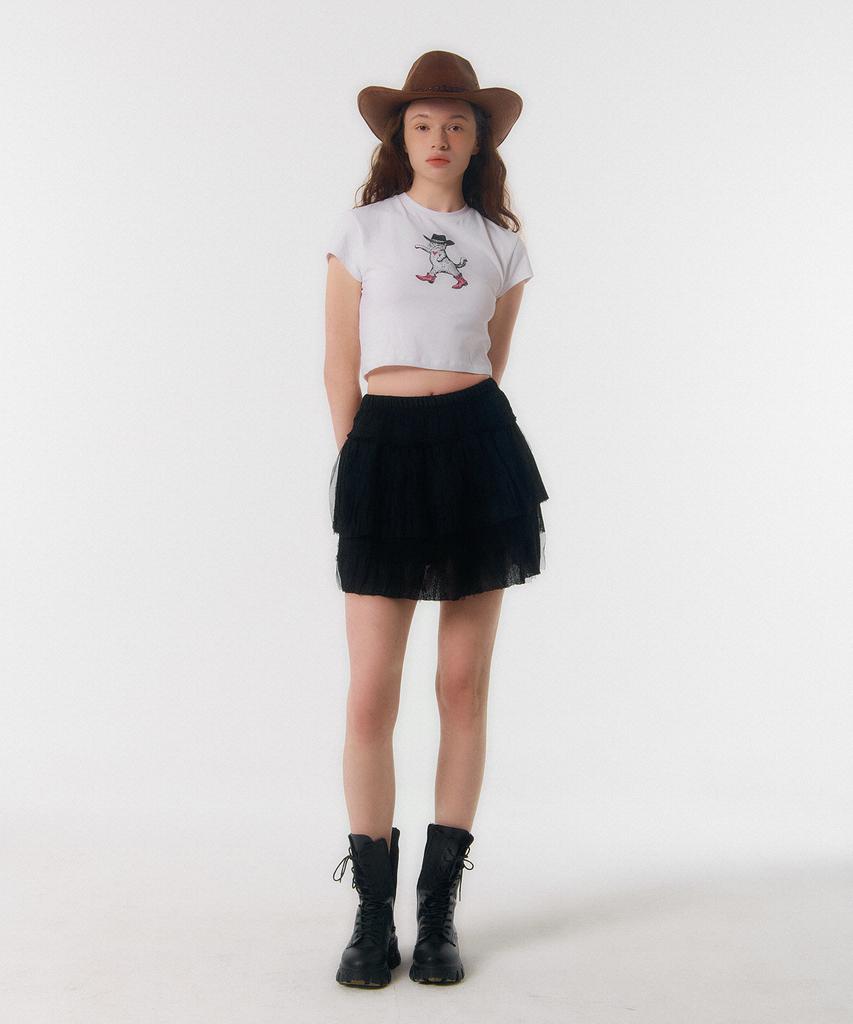 Kkuape Lace Cancan Mini Skirt_Black