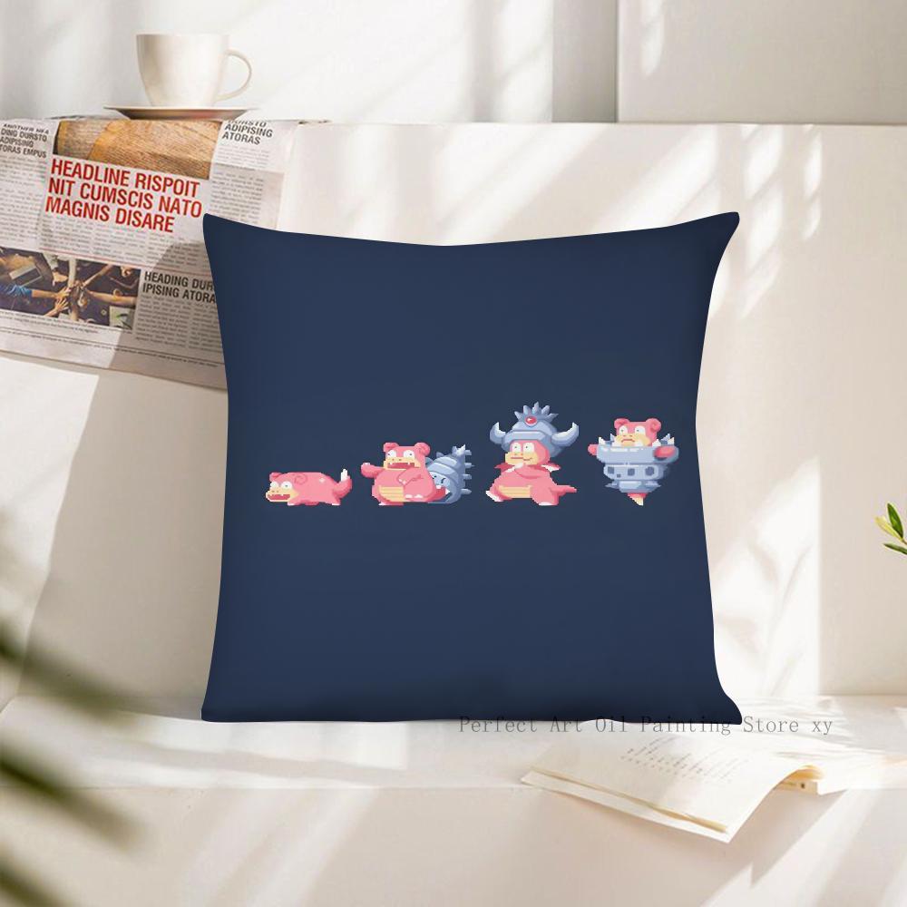 MINISO Pokemon Slowpoke Cute Pillow Case Fashion Square Pillowcase Bedroom Sofa Room Ins Decoration Leisure Cushion Cover