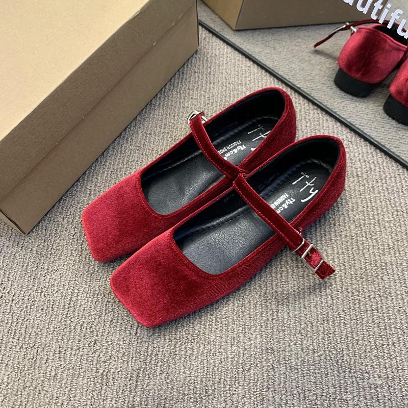 Fashion Flat Shoes for Women's Spring Autumn 2025 Suede Mary Jane Women's Shoes New Retro Solid Color Plus Size 42 43 44 loafers women