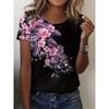 Modisches Damen Rundhals-T-Shirt Rundhals Kurzarm 3D Farbdruck