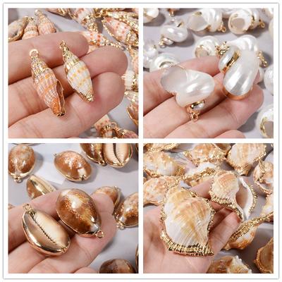 2pcs Ocean Shell Conch Pendant Charms For Jewelry Making Supplies Copper Beach Accessories DIY Earrings Necklace Keychain Charm