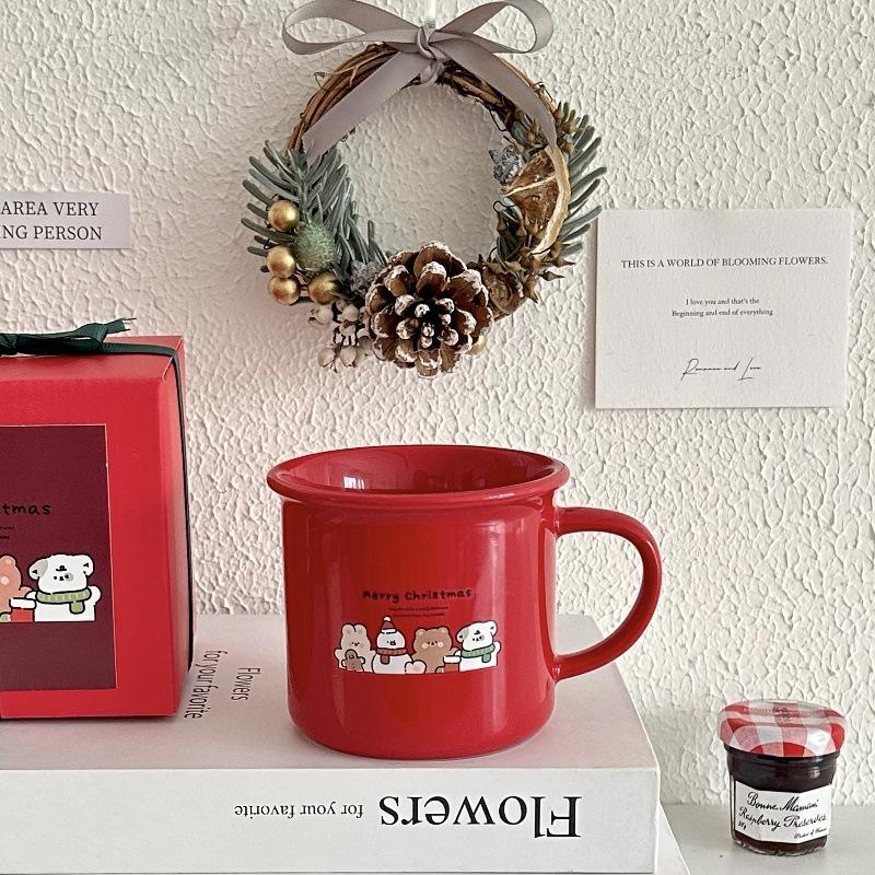 New Year S Christmas Mug Cartoon Bear Ceramic Cup Coffee Cup Couple Water Cup Gift Box Cup 301-400ml