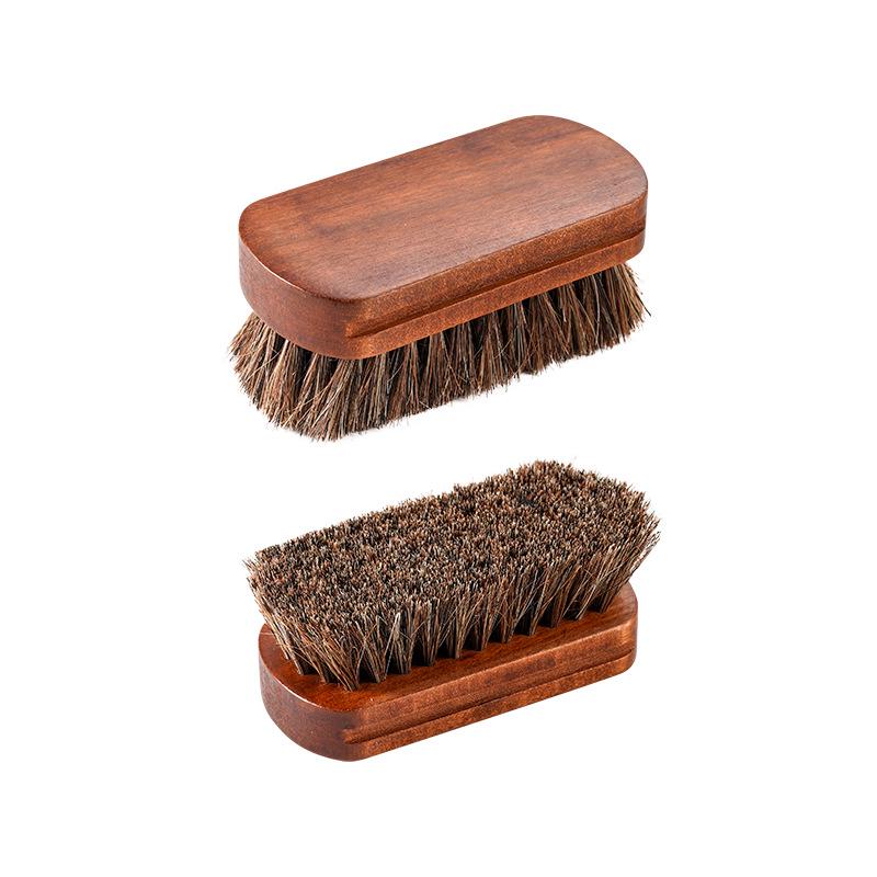 Horsehair Shoe Brush with Maple Wood Handle - Soft Bristles for Polishing and Cleaning Leather Shoes