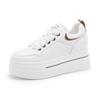Platform white shoes women's 2025 new spring breathable leather inner height increase women's shoes sports and leisure shoes versatile board shoes