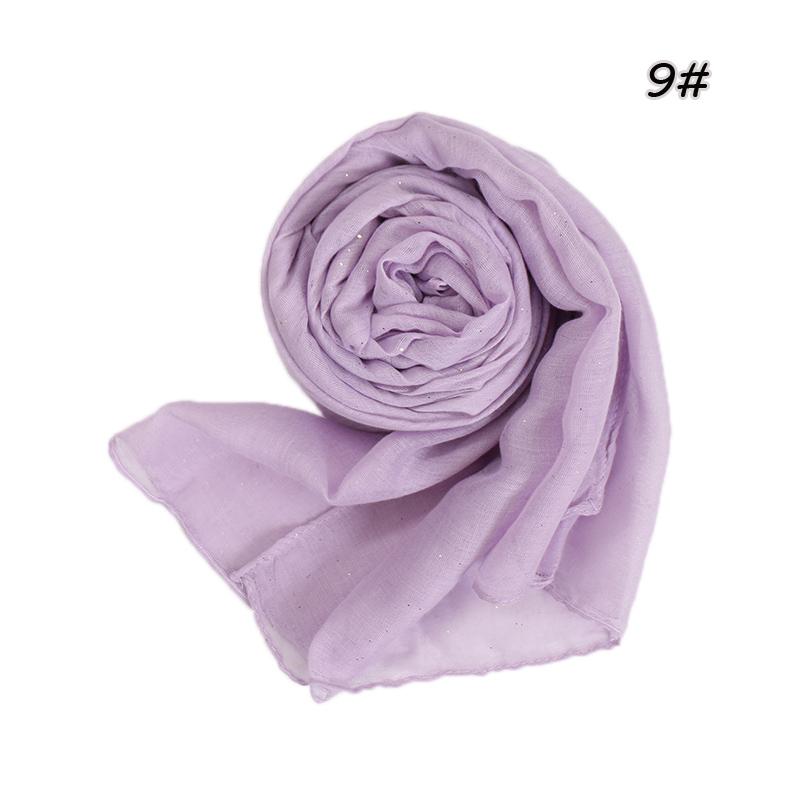 Shimmer Glitter Cotton Viscose Hijab Scarves For Women Muslim Long Shawls Headscarf Wraps Solid Headbands Stole Bufandas Turbans